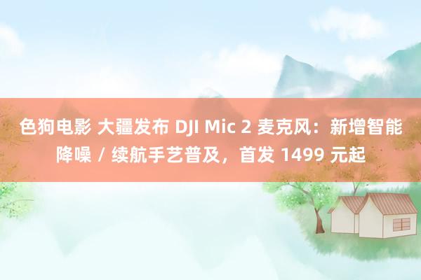 色狗电影 大疆发布 DJI Mic 2 麦克风：新增智能降噪 / 续航手艺普及，首发 1499 元起