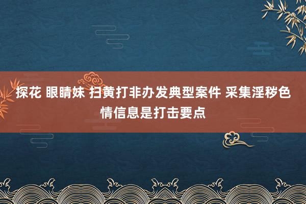 探花 眼睛妹 扫黄打非办发典型案件 采集淫秽色情信息是打击要点