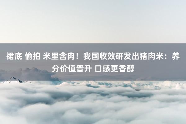 裙底 偷拍 米里含肉！我国收效研发出猪肉米：养分价值晋升 口感更香醇