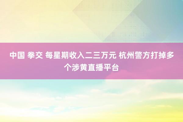 中国 拳交 每星期收入二三万元 杭州警方打掉多个涉黄直播平台