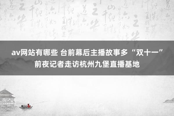 av网站有哪些 台前幕后主播故事多 “双十一”前夜记者走访杭州九堡直播基地